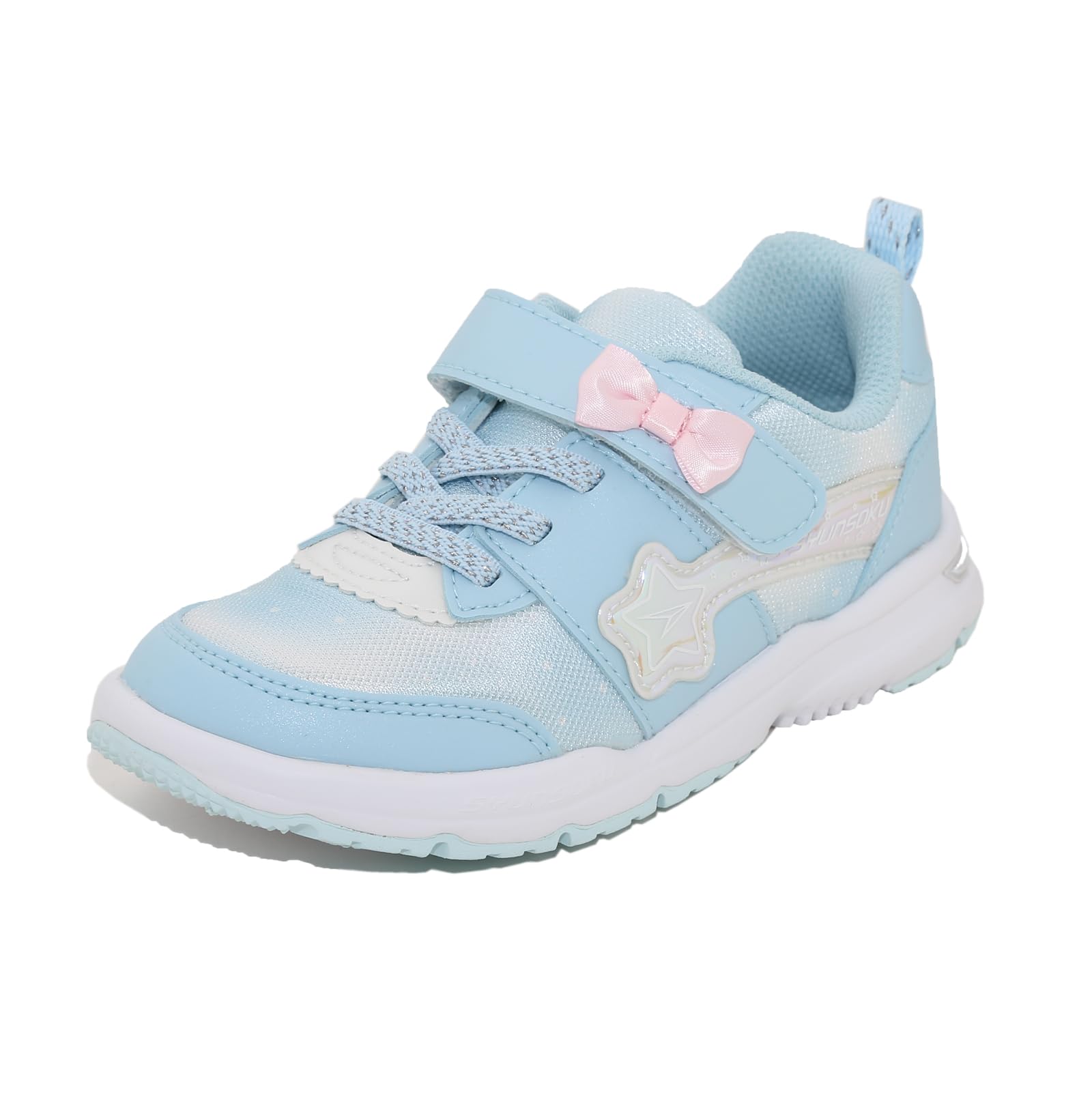 [シュンソク] スニーカー キッズ 女の子 子供靴 軽量 15~23cm 2E LEC 8030 サックス