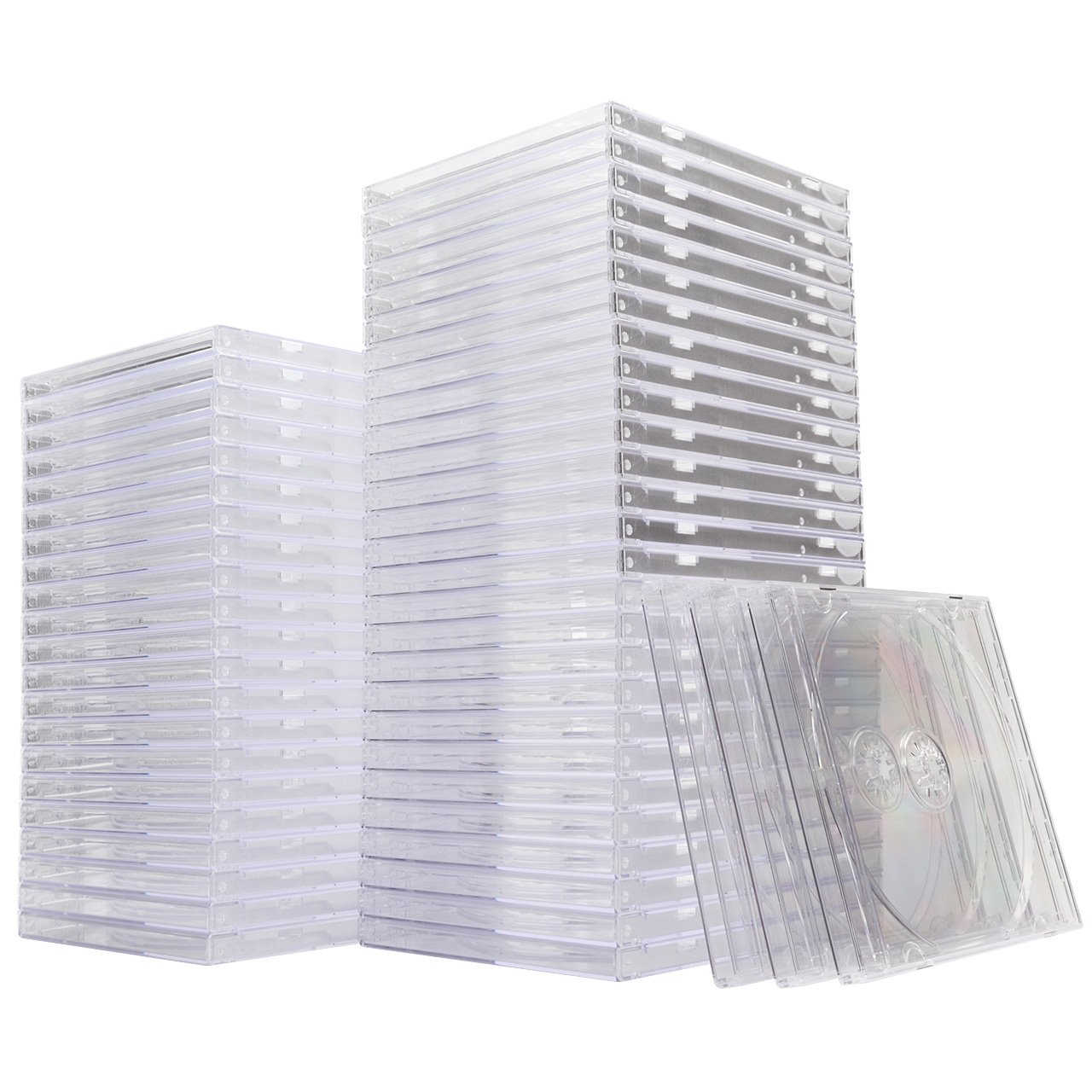 サンワダイレクト DVD CDケース 10mm 1枚収納×50枚 プラケース ジャケット収納可 クリア 200-FCD024C