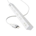 サンワサプライ 電源タップ 10個口・2P (1m) たくさん挿せるレイアウト 雷ガード マグネット ほこりシャッター 一括集中スイッチ スイングプラグ ホワイト TAP-SP2110N-1W