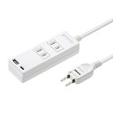 サンワサプライ USB充電機能付きタップ Type-C搭載(2P・2個口・2m) TAP-B101UC-2W