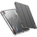 INFILAND iPad Air 第5世代/第4世代 2022/2020 用 ケース ipad 10.9インチ カバー ペンホルダー付き 軽量 薄型 裏全透明カバー 耐衝撃 三つ折り保護カバー スマート オートスリープ機能(グレー)(2)