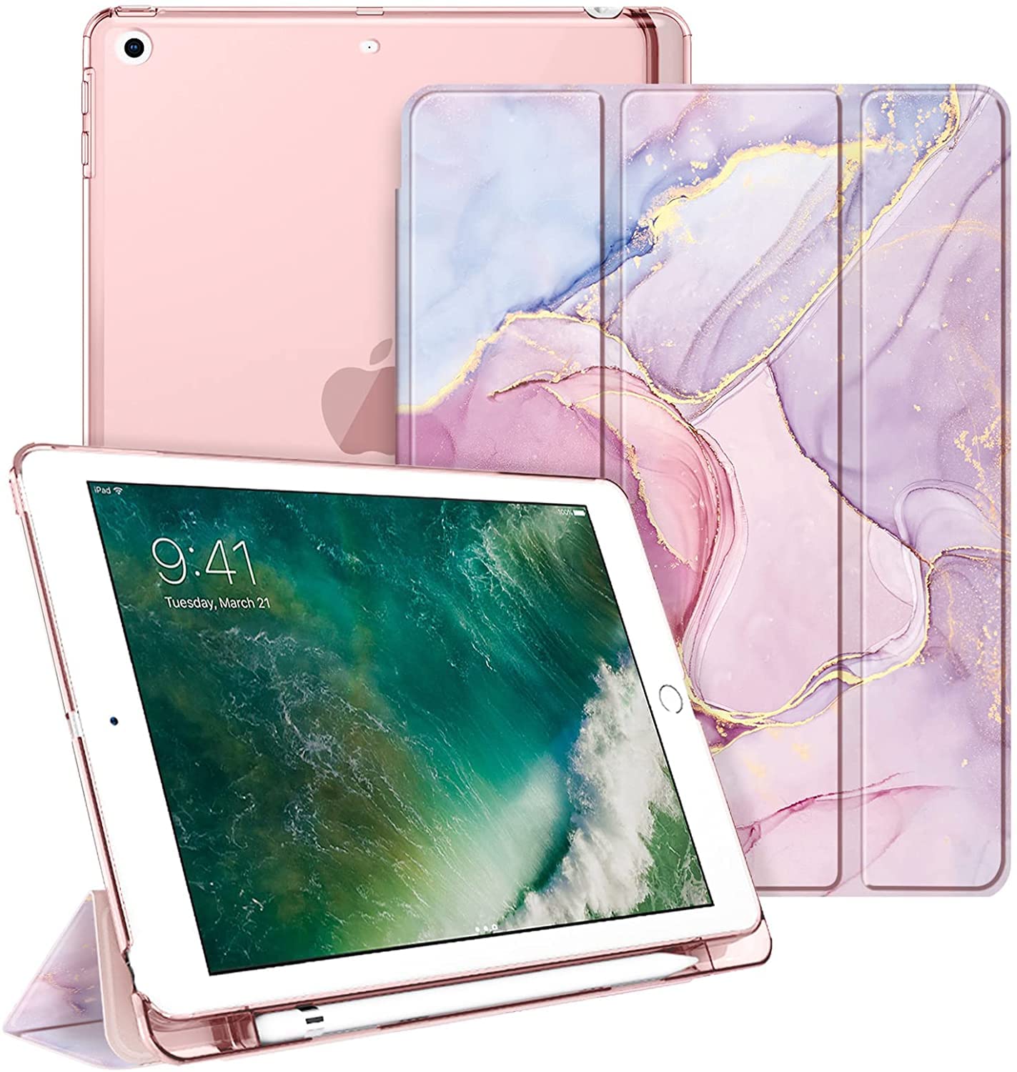 対応機種: Apple iPad 9.7 2018/2017 （モデル番号A1893、A1954、A1822、A1823）専用スマートケース カバー。 ご注意：2016年発売のiPad Pro 9.7(モデル番号A1673/A1674/A1...
