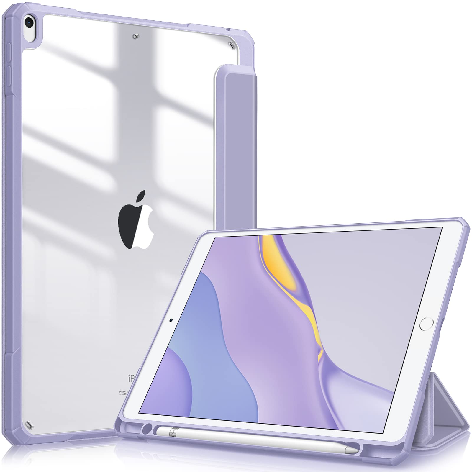 Fintie iPad Air 2019 ケース iPad Air3 10.5インチ / iPad Pro 10.5 2017 透明バックカバー Apple Pencil 収納可能 三つ折スタンド スリープ機能 軽量 薄型 傷つけ防止 PU合成レザー TPU (モデル番号A2152 A2123 A2153 A1701 A1709)(ライラックパープル)