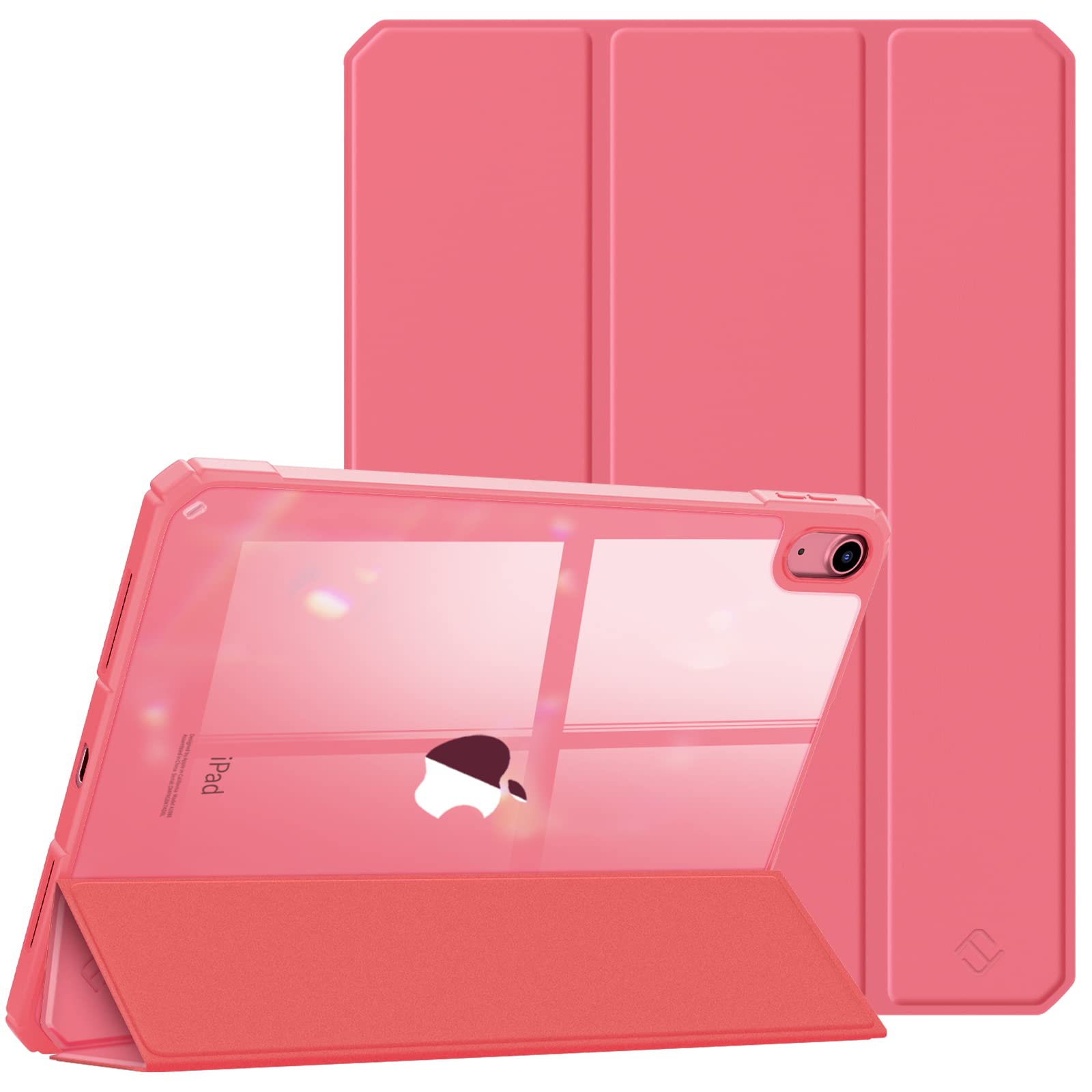 Fintie iPad 第10世代 ケース 2022 透明バックカバー 10.9インチ 三つ折スタンド スリープ機能 軽量 薄型 傷つけ防止 PU合成レザー TPU (モデル番号A2696、A2757、A2777)(スイカ)