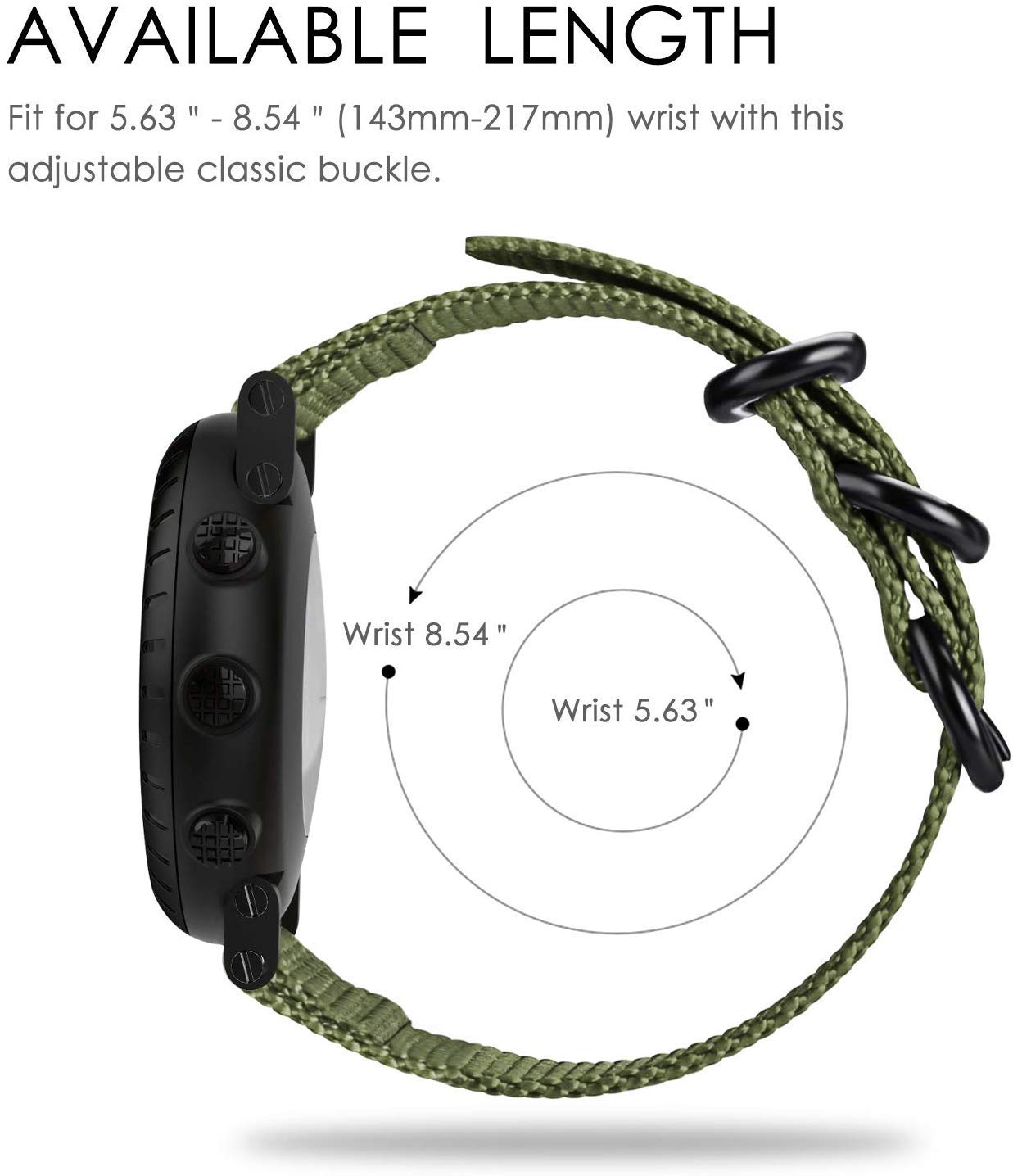 for Suunto Core バンド ベルト スポーツバンド 交換用ストラップ ウォッチベルト ソフト ナイロン製 調節可能 通気 おしゃれ（アーミーグリーン）