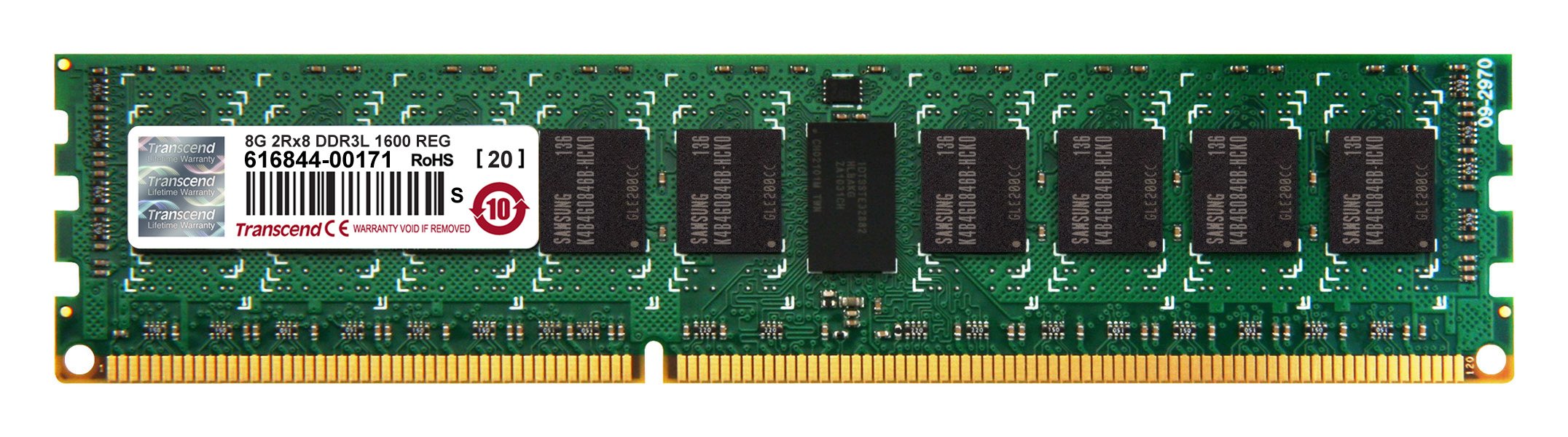 Transcend С ơѥ PC3L-12800 DDR3L 1600 8GB 1.35V 240pin ECC Registered DIMM TS1GKR72W6H