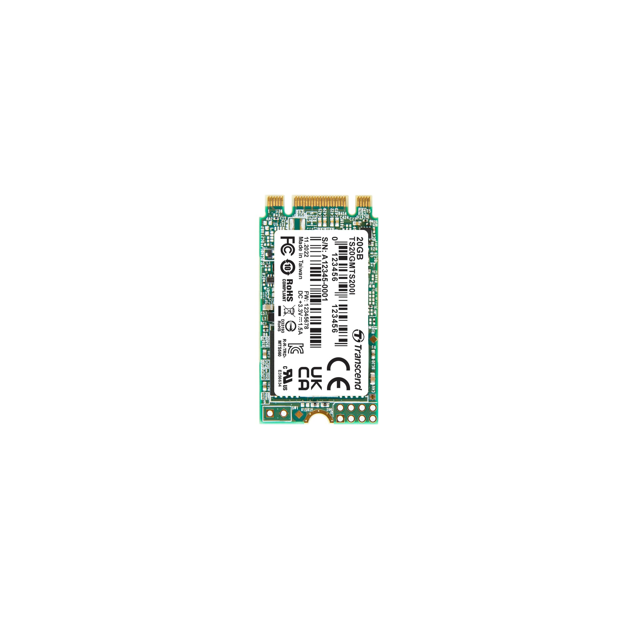 ȥ󥻥ɥѥ ̳/ ȹ M.2-2242 SSD, B+M Key 20GB SATA3 6Gb/s [TBW: 1,125TB] BiCS5 3D TLC NAND, ٳĥ SLC⡼(pSLC) ѵ 3ǯݾ TS20GMTS200I