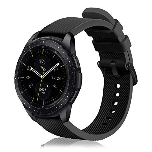 Fintie for Sumsung Galaxy Watch Active 40mm / Galaxy Watch 42mm / Gear Sport/Gear S2 Classic バンド 20mm 交換用ベルト スポーツベルト シリコン製 調節可能 galaxyウォッチベルト（ブラック）