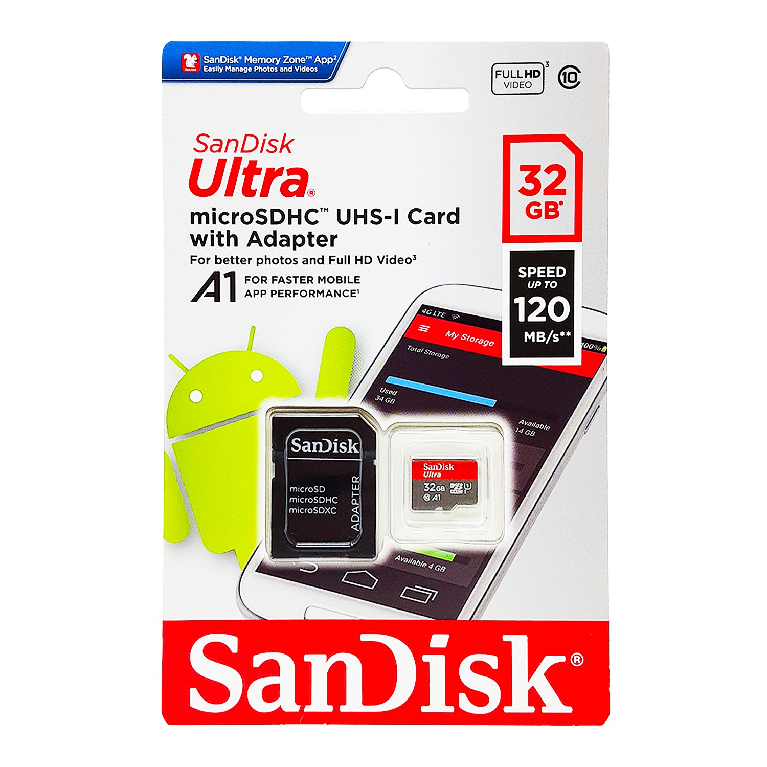 SanDisk (サンディスク) 32GB (2個パック) Ultra microSDHC UHS-I メモリーカード (2x32GB) アダプター..