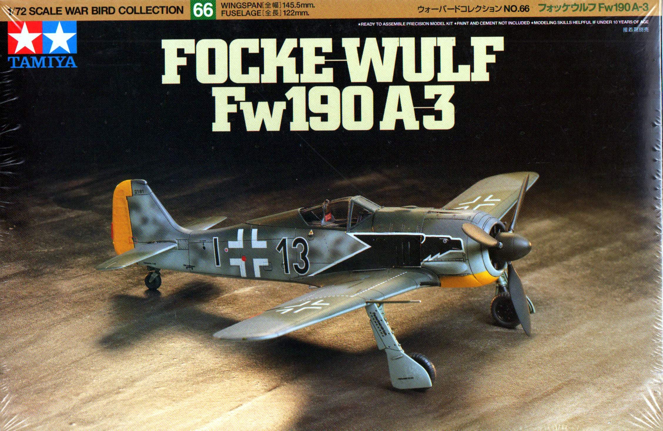 タミヤ 1/72 ウォーバードコレクション No.66 ドイツ空軍 フォッケウルフ Fw190 A-3 プラモデル 60766