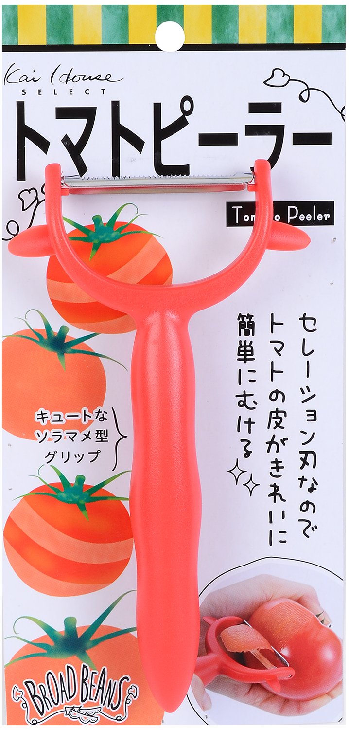貝印 KAI トマト の皮がむきやすい ピーラー Broad Beans DH2615 レッド