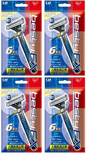 まとめ買い貝印 KAI ベスティーEX(besty EX) 首振り 6本入 男性用 使い捨てカミソリ×4個