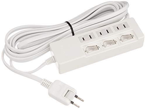 バッファロー BUFFALO 2ピン電源タップ 3個口 個別スイッチ 5m ホワイト BSTAPSW2350WH