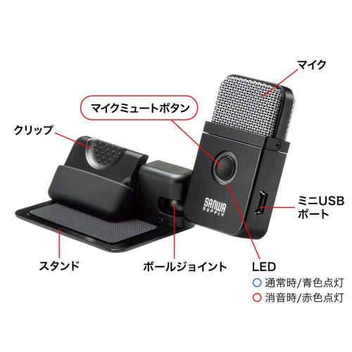 サンワサプライ ポータブルUSBマイク MM-MCU09BK