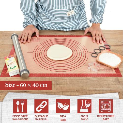 大きいサイズクッキングマット 食品級シリコーン 製菓マット 目盛り付き 60×40cm ...