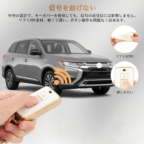 [Catland] 三菱 キーホルダー キーケース 3ボタン RVR ekワゴン ekスペース ミラージュ アイミーブ アウトランダー ekスペース ランサーエボリューション デイズ 鍵 キーカバー スマートキーケース キーチェーン ドレスアップ パーツ アクセサリー 工具付き クリーミーホワイ