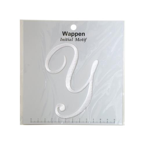 KIYOHARA イニシャル モチーフ ワッペン 筆記体 Y 横10.5cm×縦9.5cm IMW