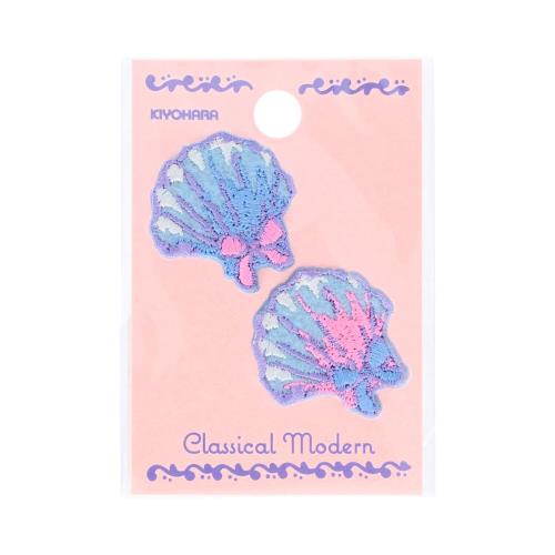 KIYOHARA クラシカルモダンシュシュ ミニワッペン シェル 2個入 横26mm×縦28mm アイロン接着 CMOC-08