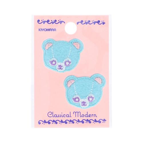 KIYOHARA クラシカルモダンシュシュ ミニワッペン ベア 2枚入 横28mm×縦22mm アイロン接着 CMOC-38