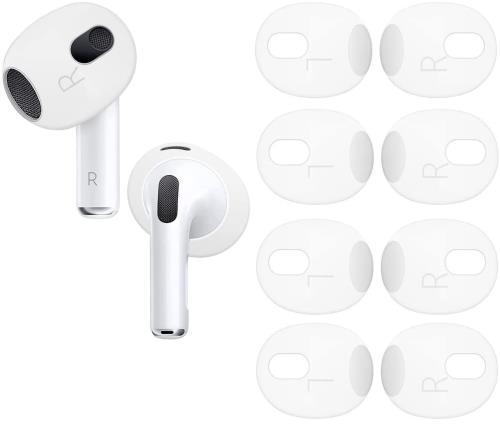A-Focus AirPods3用イヤーピース Fit in the case シリコン製 付けたまま充電可能 ズレ解消 汚れ防止 シリコンカバー イヤホンカバー 4セット8個 AirPod 3 のみに対応 ホワイト