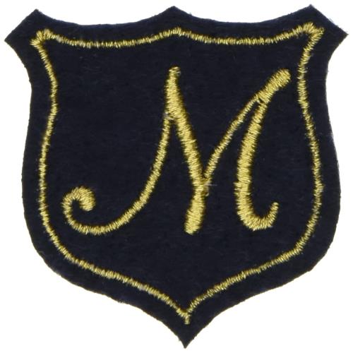 KIYOHARA イニシャルモチーフシリーズ イニシャルエンブレムワッペン M 約幅33mm×縦33mm 3枚入り IME-01