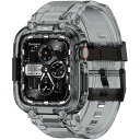 コンパチブル For Apple Watch バンド 45mm 44mm 42mm バンパーケース付き 頑丈なメンズTPUベルド 一体型 スポーツバンド iWatch Series 9/8/7/SE2/SE/6/5/4/3/2/1に対応 42 44 45 mm 夏天用 耐衝撃 装着簡単 クリスタルブラック