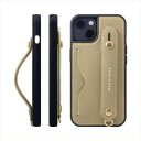 HANATORA iPhone14 ケース 本革 耐衝撃 背面ベルト カードポケット スマホケース スマホ スタンド機能 ネック ストラップ 付き エンボスレザー ギフト マグネットなし グレージュ NCGH-14-Grege