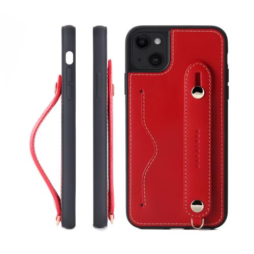 HANATORA 15Plus ケース 本革 耐衝撃 背面ベルト ストラップリング スマホケース スマホ スタンド機能 ネックストラップ 付き イタリアンレザー ギフト レッド CGH-15Plus-Red