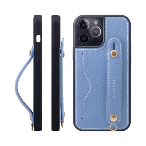 HANATORA iPhone15ProMax ケース 本革 耐衝撃 背面ベルト カードポケット スマホケース スマホ スタンド機能 ネック ストラップ 付き エンボスレザー ギフト マグネットなし ブルー イドラ NCGH-15ProMax-Bluehydra