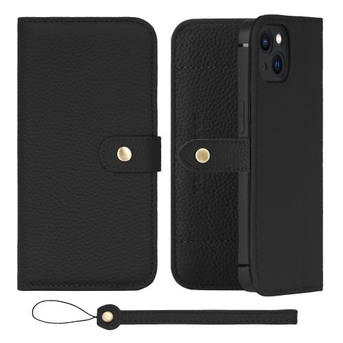 HANATORA iPhone13  Ģ ܳ ޥۥ ޥ  ȥå դ 󥯥ե쥶 ե ٥Ȥ ޥͥåȤʤ ֥å H1SPB-13-Black