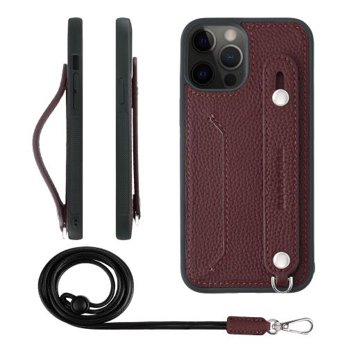 HANATORA iPhone12ProMax ケース 本革 耐衝撃 背面ベルト ストラップリング スマホケース スマホ スタンド機能 ネックストラップ 付き カードポケット シュリンクレザー ギフト ワイン CGHGZ-12ProMax-Wine