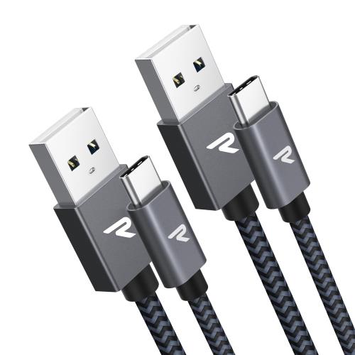 USB C ケーブル【2本セット1m+1m/黒】RAMPOW タイプc ケーブル 3A 急速充電 QuickC...