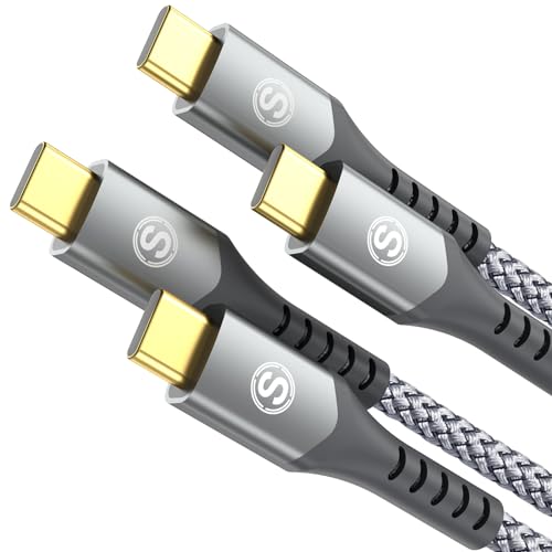 USB Type C ケーブル【3M/2本】Sweguard USB C-C ケーブル【PD& QC3.2対応 65W急速充電】iPhone15 Pro Max,iPhone16 Pro Max,MacBook Pro/Air iPad Pro、Samsung Galaxy S24/S23/S22/S21/S20,Sony,Google Pixel,usb c機器と互換性があり(グレー)