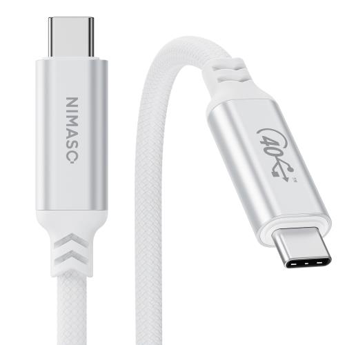 NIMASO USB4 ケーブル 1M ホワイト Thunderbolt 4 対応 Thunderbolt 3 とUSB-Cと下位互換 USB-IF認証取得 40Gbps高速転送 PD対応 100W/5A 急速充電 USB 4.0 8K@60Hz / 2つ4K@60Hz 映像出力iPhone16/15シリーズ、iPad、MacBook、Sony等Type-c機種対応 NCA24D1178