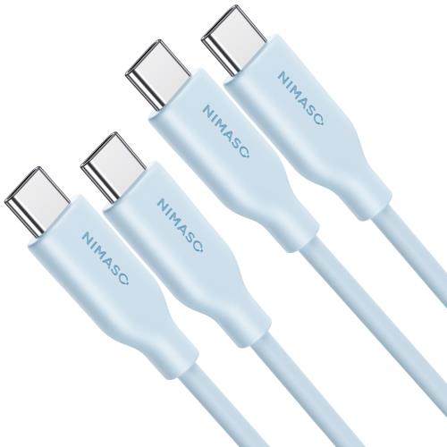 NIMASO USB-C & USB-C ケーブル 100W シリコン素材採用 USB PD対応 5A急速充電 USB2.0 タイプc ケーブル iPhone 16/16 Pro/16 Promax/iPad Pro/mini6/MacBook/MacBook Air/MateBook対応 (1+2m) type-c ケーブル NCA24A1020