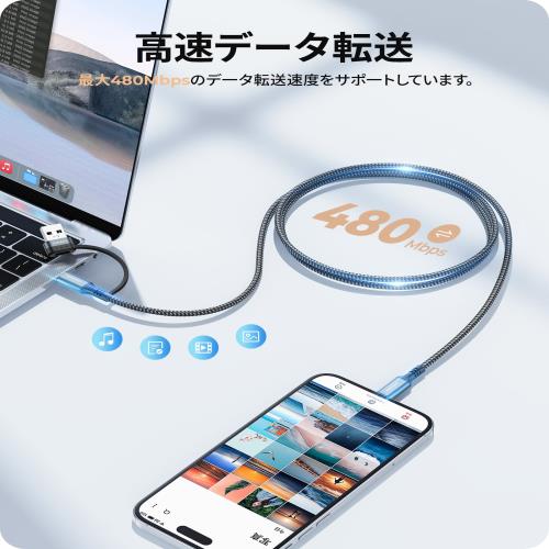 【2本セット】NIMASO USB Cケーブル1M+1M タイプc to Type-C & USB-A 2in1 充電ケーブル PD対応100W急速充電 高速データ転送 高耐久ナイロン編み 断線防止iPhone16/15シリーズ、iPad、MacBook、Samsung、Sony等Type-c機種対応