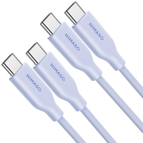 NIMASO USB-C & USB-C ケーブル 100W シリコン素材採用 USB PD対応 5A急速充電 USB2.0 タイプc ケーブル iPhone 16/16 Pro/16 Promax/iPad Pro/mini6/MacBook/MacBook Air/MateBook対応 (1+2m) type-c ケーブル NCA24A1025