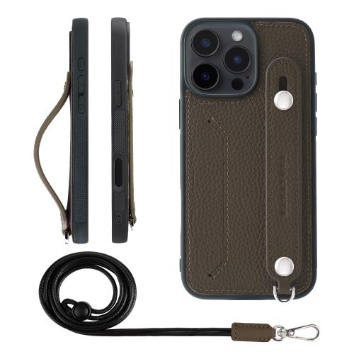 HANATORA iPhone16ProMax ケース 本革 耐衝撃 背面ベルト ストラップリング スマホケース スマホ スタンド機能 ネックストラップ 付き カードポケット シュリンクレザー ギフト トープ CGHGZ-16ProMax-Taupe