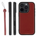 HANATORA iPhone16Pro ケース 本革 日本製 耐衝撃 スマホケース スマホ ストラップ 付き シュリンクカーフレザー ギフト マグネットなし レッド SPGJP-16Pro-Red