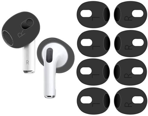 A-Focus AirPods3対応 イヤーピース Fit in the case シリコン製 付けたまま充電可能 ズレ解消 汚れ防止 シリコンカバー イヤホンカバー 4セット8個 AirPod 3 のみに対応 ブラック
