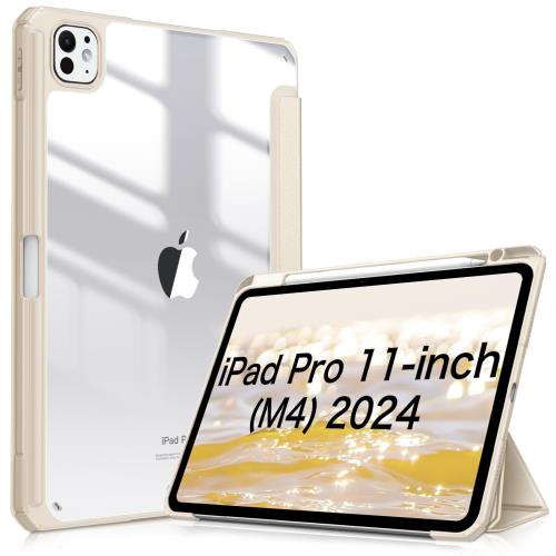 対応機種 iPad Pro M4 (11インチ) 2024発売(モデル番号：A2836/A2837/A3006)専用スマートケース、透明バックカバー。（ご注意：iPadの他のモデルには対応していません、ご注文の際に、お手元機種の背面にあるモ...