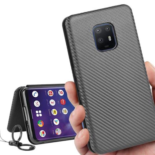 Arrows 5G ケース F-51A docomo Fujitsu 富士通 アローズ 5G ケース Arrows5G F-51A カバー アローズ5G スマホケース 手帳型 財布 case iCoverCase 外:炭素繊維 ハードケース カバー 内:TPUケース 耐衝撃 携帯カバー スマホケース 指紋防止 軽量 ストラップ 同梱 ブラック