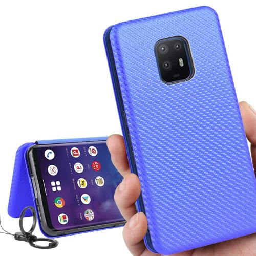 Arrows 5G ケース F-51A docomo Fujitsu 富士通 アローズ 5G ケース Arrows5G F-51A カバー アローズ5G スマホケース 手帳型 財布 case iCoverCase 外:炭素繊維 ハードケース カバー 内:TPUケース 耐衝撃 携帯カバー スマホケース 指紋防止 軽量 ストラップ 同梱 ブルー