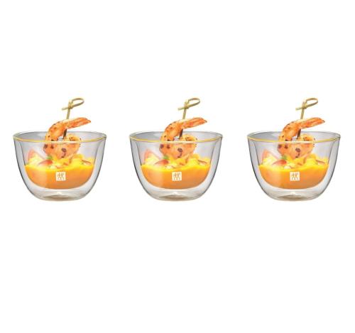 ZWILLING ツヴィリング 「 ソレント ダブルウォールグラス タパス ボウル 133ml 3pcsセット 」 断熱 保冷 保温 二重構造 ボウル レンジ対応 日本正規販売品 Sorrent 39500-227