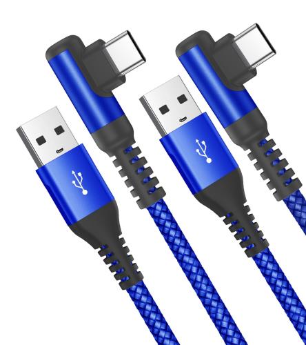 USB C ケーブル L字 3M/2本セットSweguard タイプc ケーブル 急速充電 QuickCharge3.0対応 USB Type C ケーブル iPhone 16 /iPhone 15 充電ケーブル アイホン16 15,iPad Pro、Samsung Galaxy S24 S23 S22 S10,Sony,Huawei,Pixel 等 usb c機器対応 (ブルー)