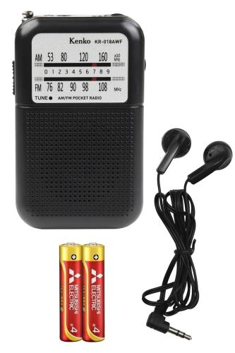 ケンコー(Kenko) 携帯型ラジオ KR-018AWF ST ポケットラジオ 単四電池セット AM/FM/ワイドFM対応 モノラルイヤホン付属 446461(2)