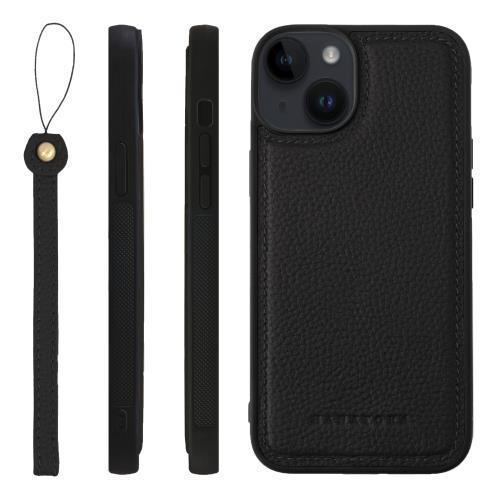 Rakuten - HANATORA iPhone14Plus ケース 本革 耐衝撃 バンパー型 スマホケース スマホ ストラップ 付き シュリンクレザー ギフト ブラック SPGGZ-14Plus-Black