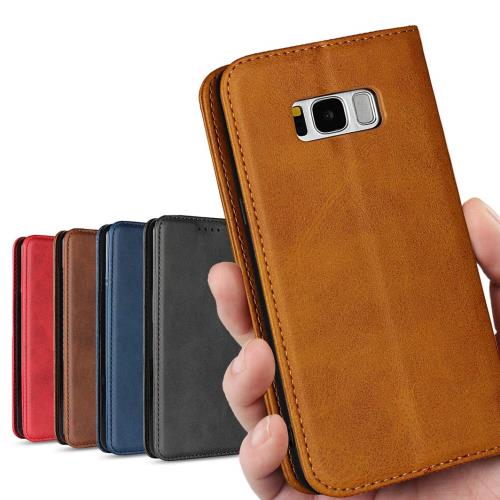 Galaxy S8+ docomo SC-03J / au SCV35 ケース Galaxy S8 plus ケース 手帳型 SC-03Jケース SCV35ケース SC-03Jカバー サムスン ギャラクシー S8 plus ケース スマホケース_iCoverCase 内蔵マグネット 携帯カバー スタンド機能 落ち着いた色 軽量 レトロ ライトブラウン