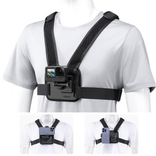 Ulanzi チェストハーネス GoPro用 アクセサリー スマホ チェストマウント クイックリリース スマホホルダー付き ウェアラブルカメラ ベルト クイックリリース ショルダー 調節可能なチェストストラップ POV動画撮影 旅行 アウトドア 山登り hero13/12/11/10/9用 Insta360 One