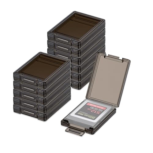 KIWIFOTOS 12枚セット 1枚収納 XQD CFexpress Type-B カードケース メモリーカードケース クリアケース XQDカードケース カード保護ボックス 薄型 軽量 防滴 防塵 携帯便利 透明の黒